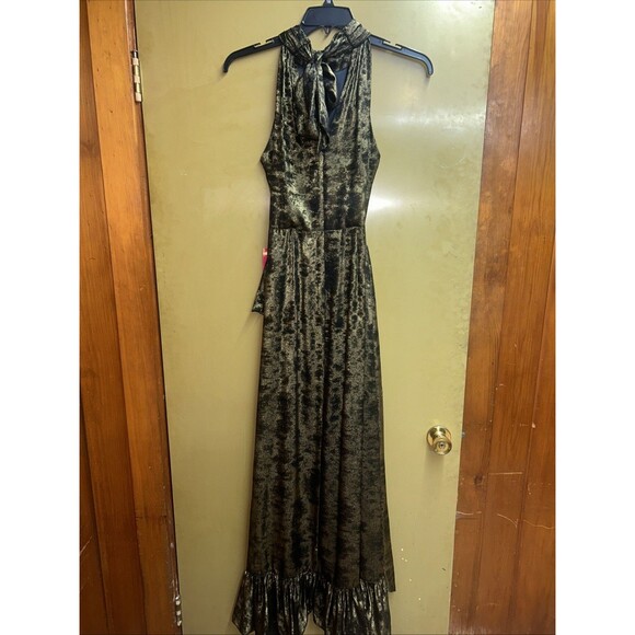 Women’s Alex Marie sleeveless, ruffled, black and gold maxi gown, Sz 6, NWT - Picture 6 of 10